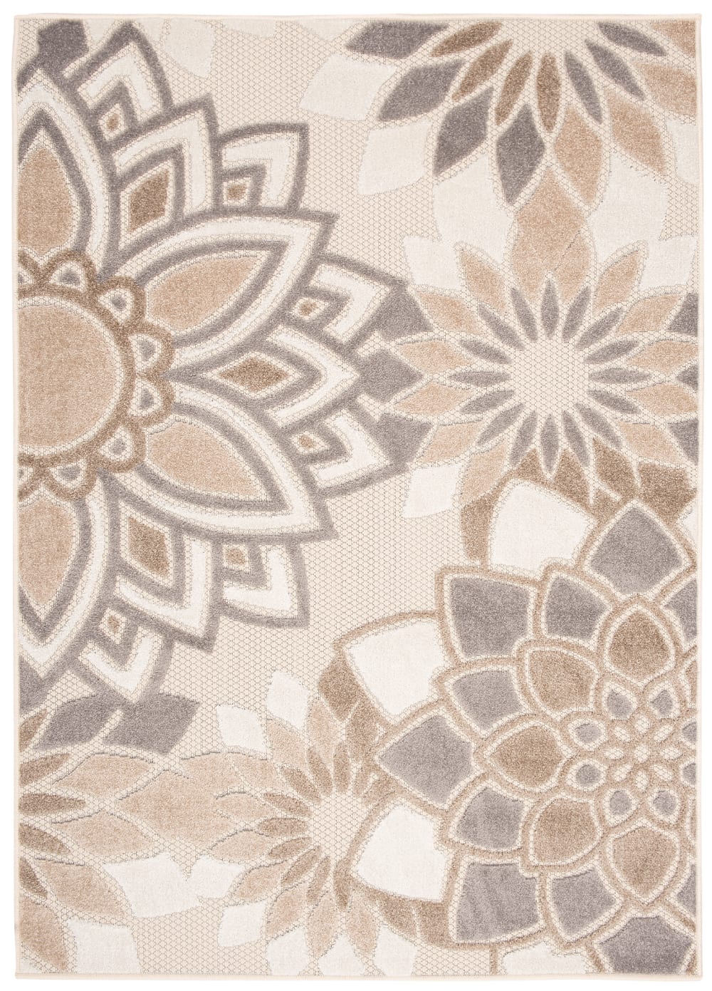 Alfombra interior exterior 3d crema beige gris marrón 80x150cm