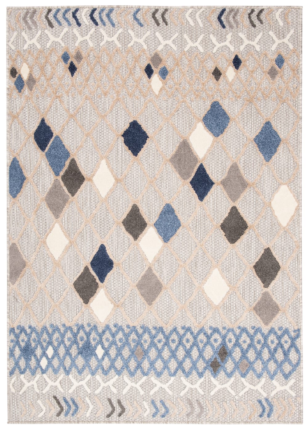 Alfombra interior exterior 3d azul beige gris claro crema 200x300cm
