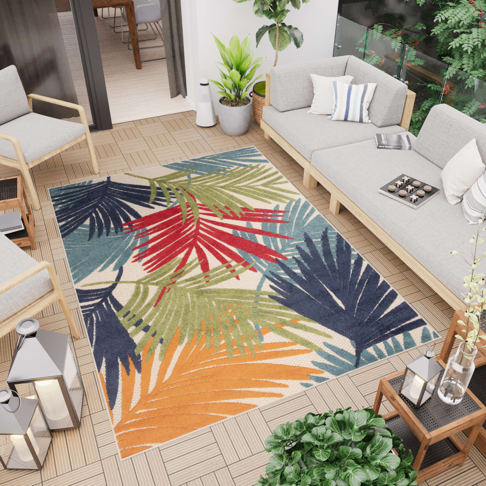 Alfombra interior exterior 3d crema verde azul rojo amarillo 160x220cm - Maisons du Monde