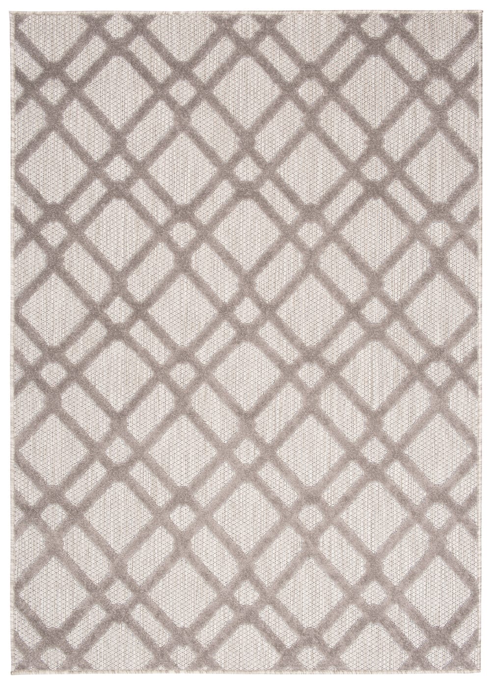 Alfombra interior exterior 3d beige gris oscuro cuadros 160x220cm