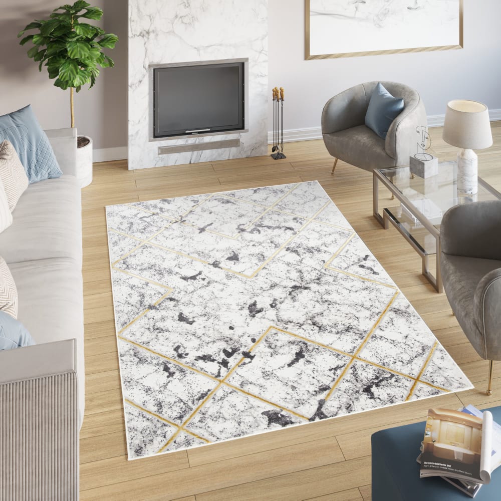 Tappeto soggiorno crema oro grafite astratto dorato 120x170 -