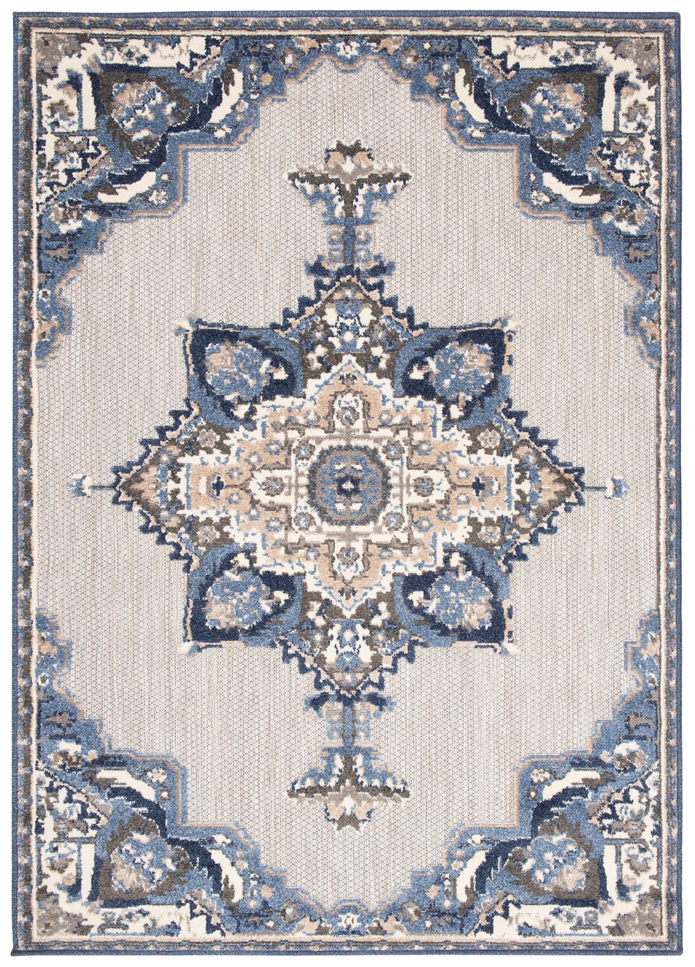 Alfombra interior exterior 3d azul beige gris claro crema 140x200cm