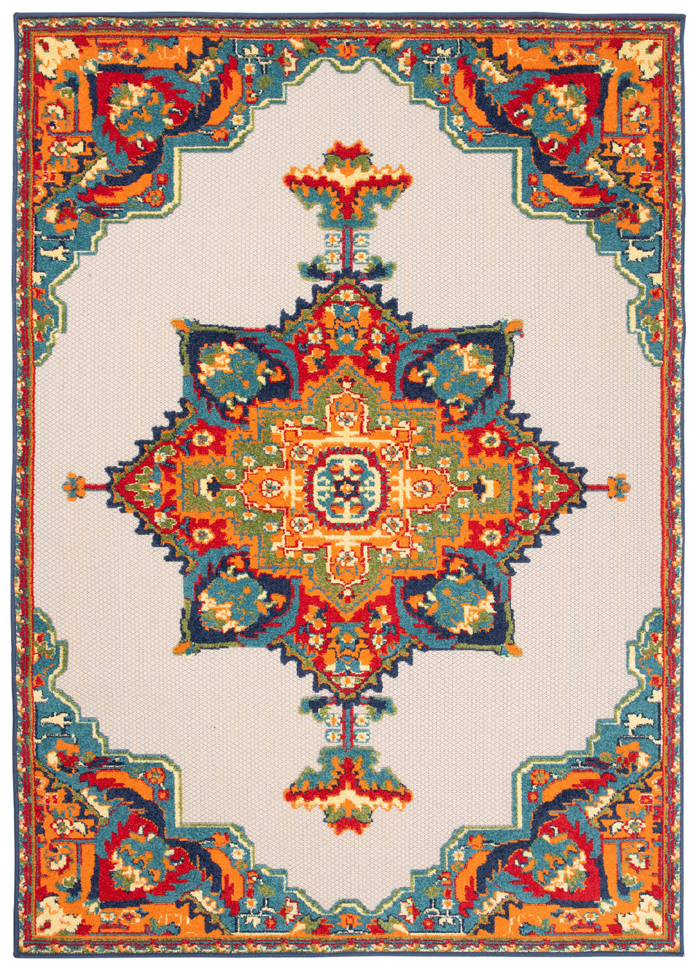 Alfombra interior exterior 3d crema azul rojo naranja verde 160x220cm