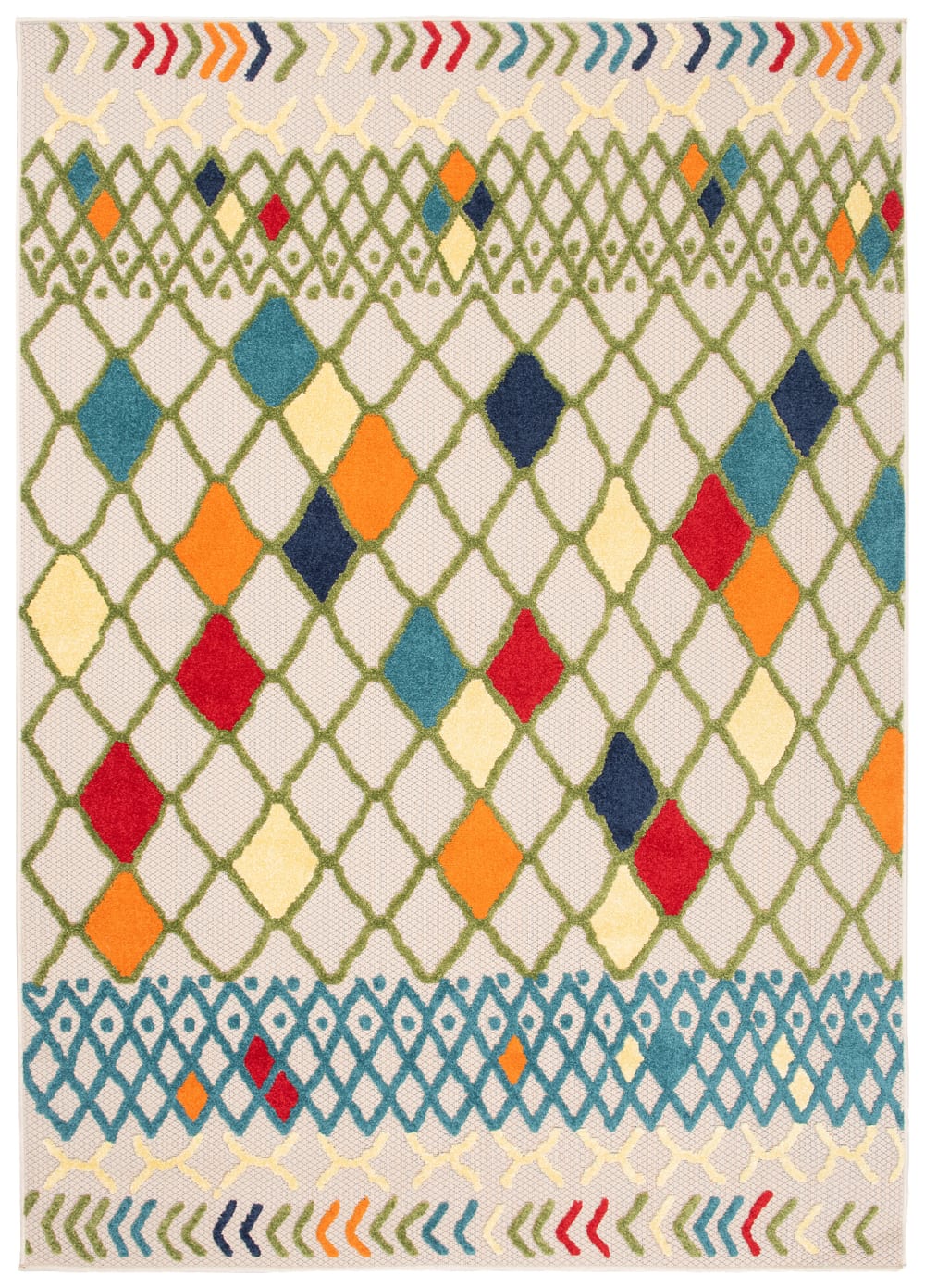 Alfombra interior exterior 3d beige azul naranja rojo crema 140x200cm