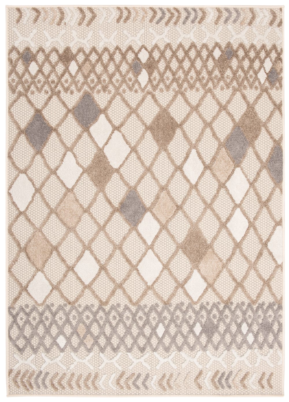 Alfombra interior exterior 3d beige gris crema marrón 200x300cm