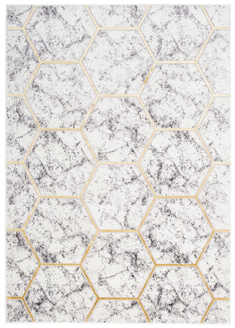 Alfombra de salón crema oro gris 120 x 170 cm