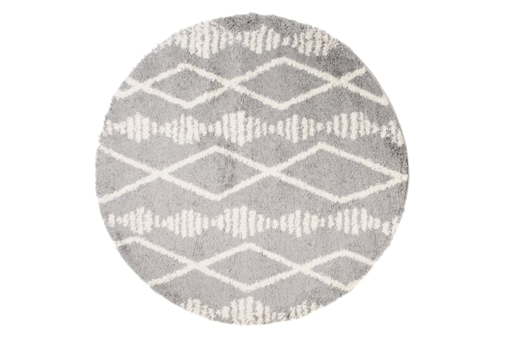 Alfombra de salón gris crema shaggy étnico suave 160 x 160 cm