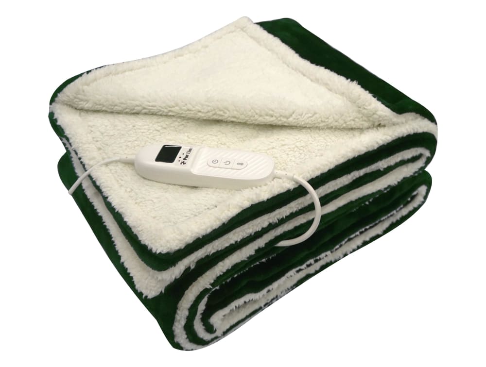 Chauffe-lit électrique 160W effet peau de mouton vert et beige