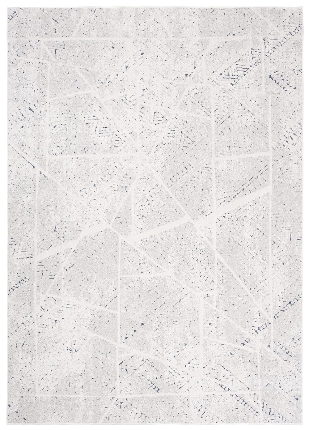 Alfombra de salón crema azul gris estamapado efecto 3d 80 x 150 cm