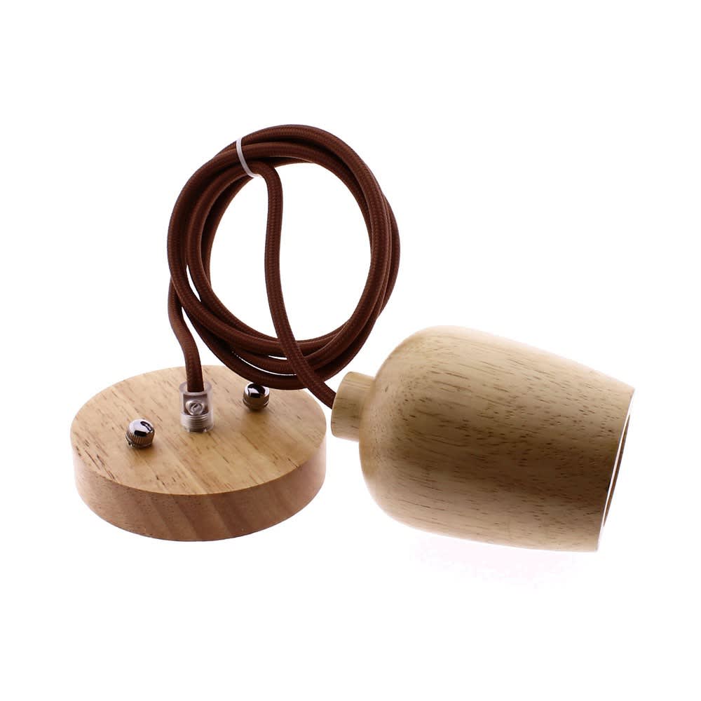 Suspension marron bois verni — vue 3