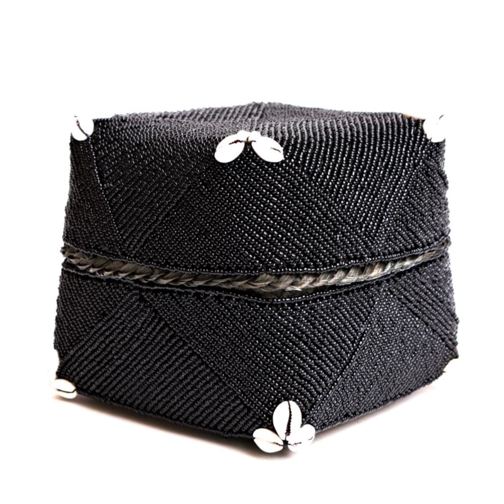 My Bliss Home Box aus Bambus und Perlen, Schwarz 18 x 15 cm style exotic Schwarz Bambus
