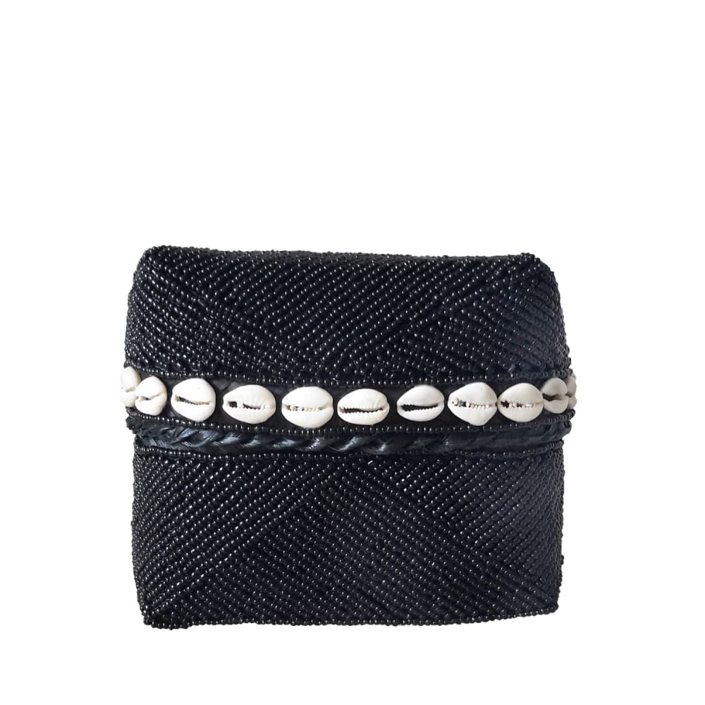 Boîte en bambou et perles, noir 15x15 cm — vue 3