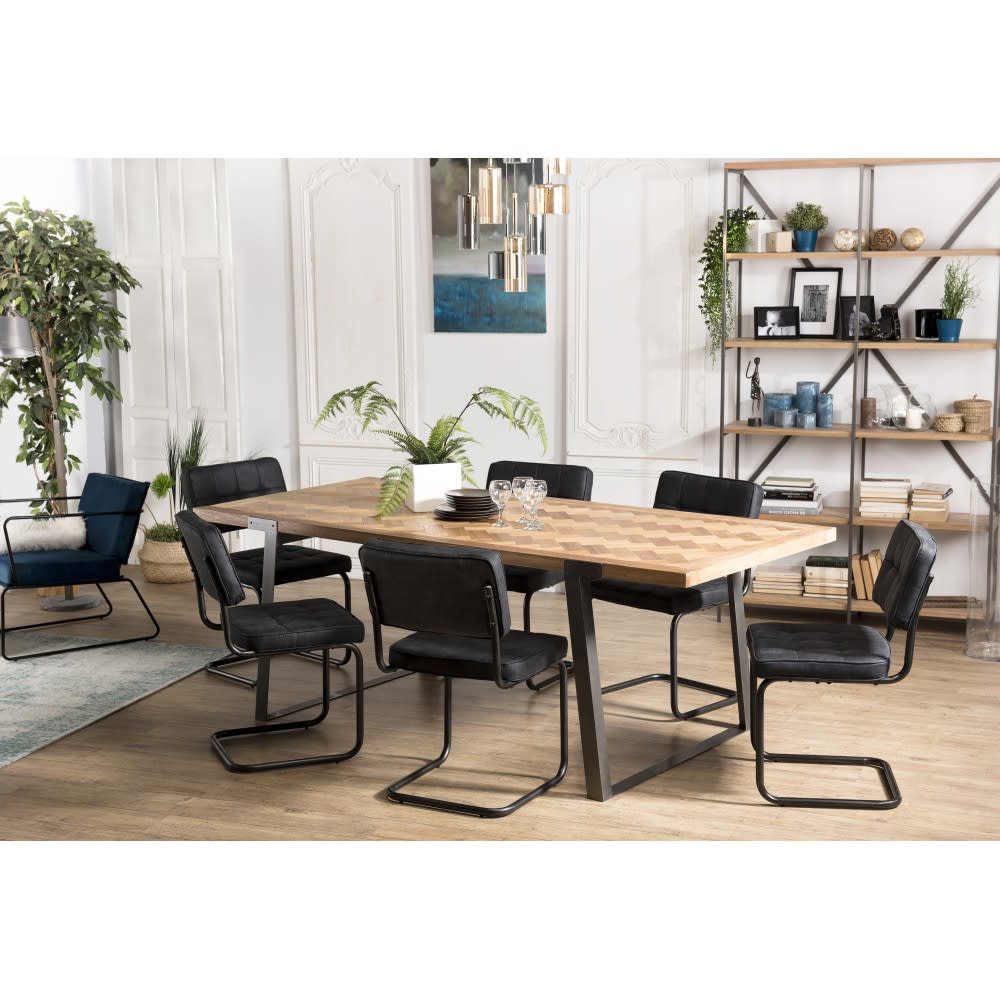 Mesa de comedor de abeto y metal de 220 cm - Maisons du Monde