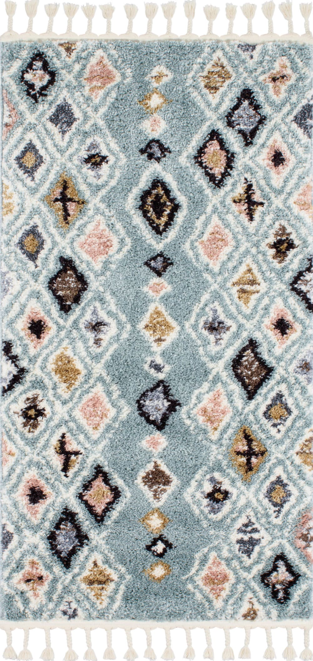 Tapis de couloir berbere turquoise 80x150 dessin ethnique