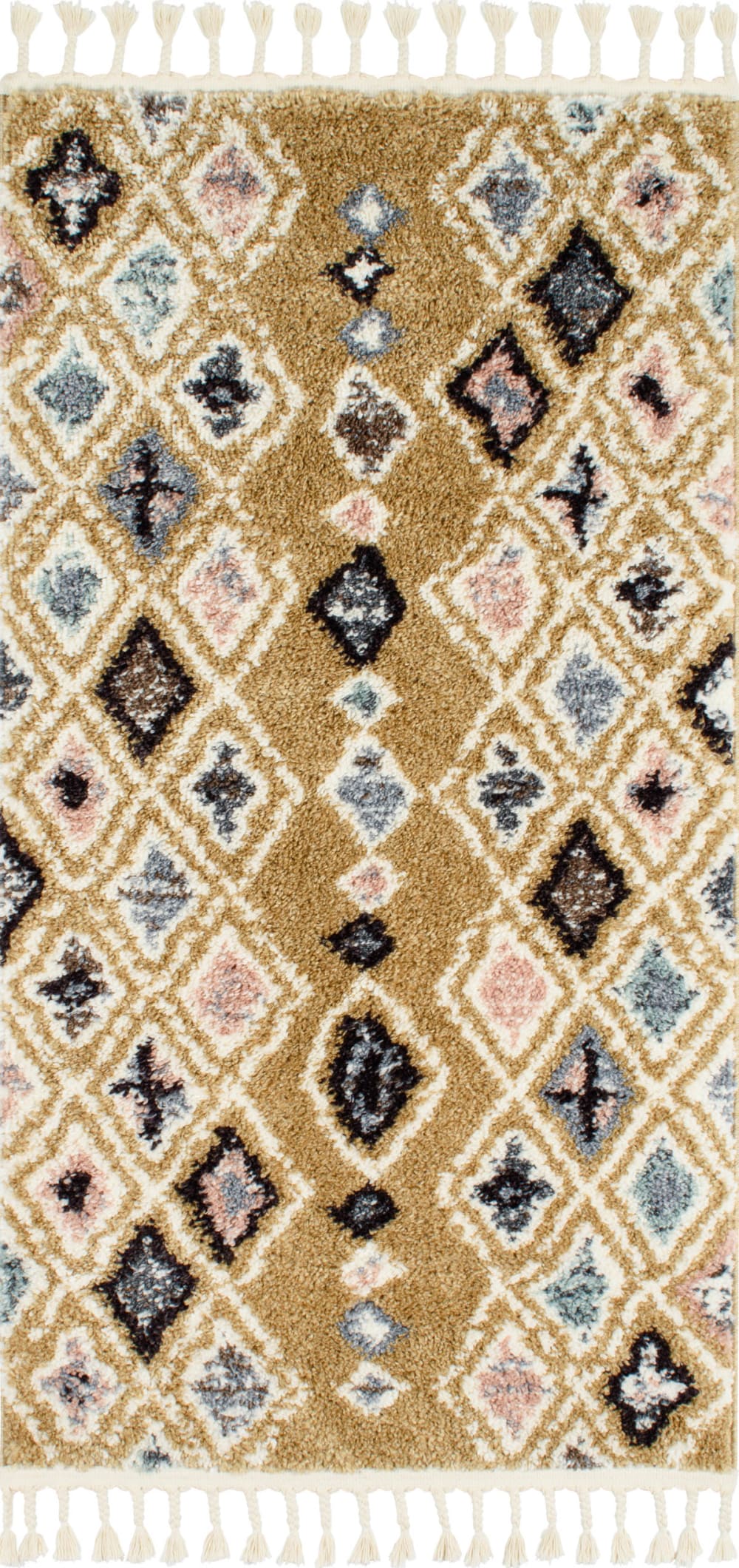 Tapis de couloir berbere jaune 80x150 dessin ethnique