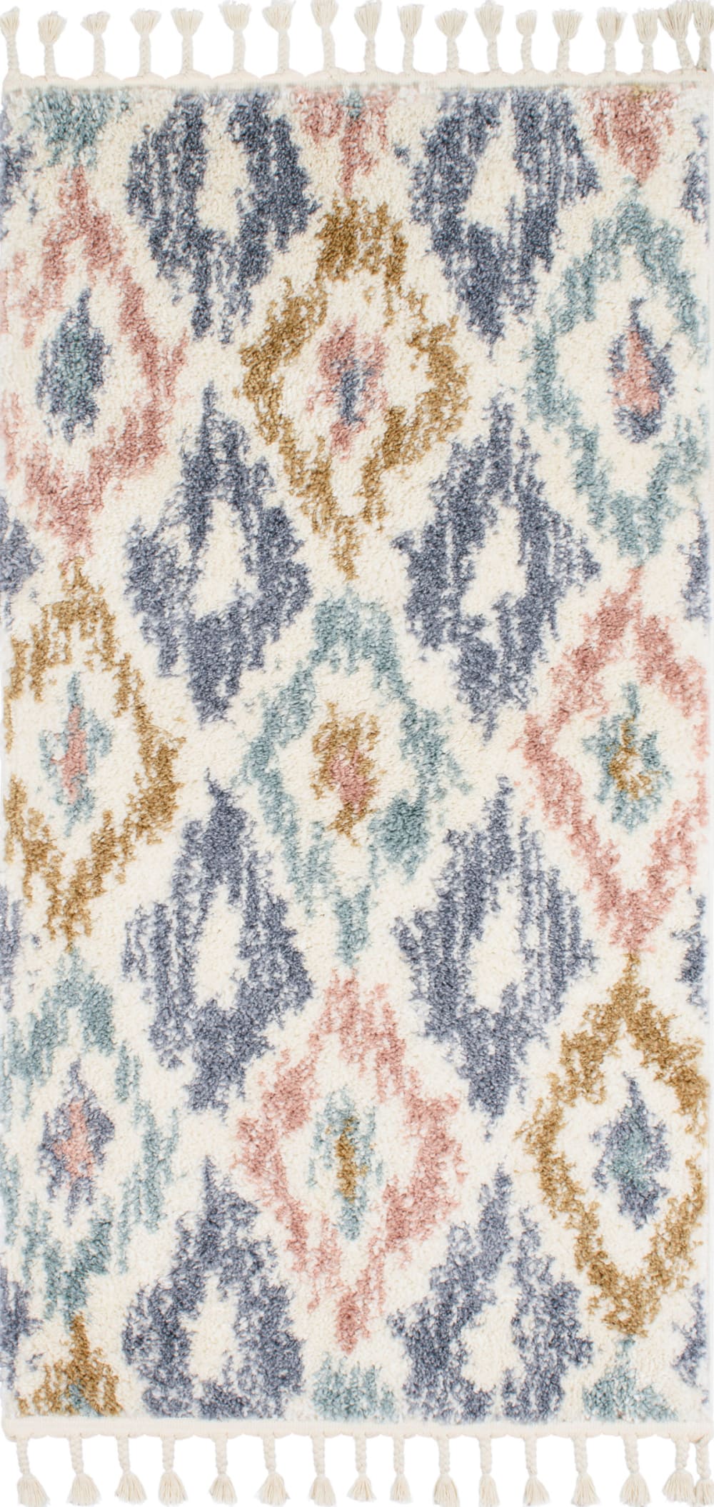 Tapis couloir berbere 80x150 à motif géométrique pastel