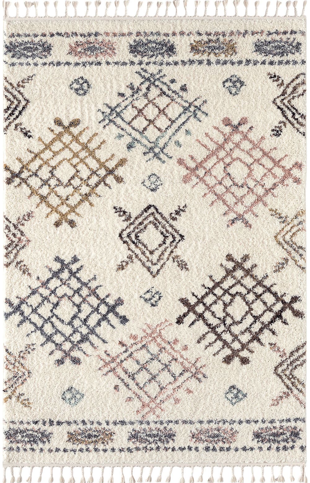 Tapis salon berbere crème 120x170 à motifs