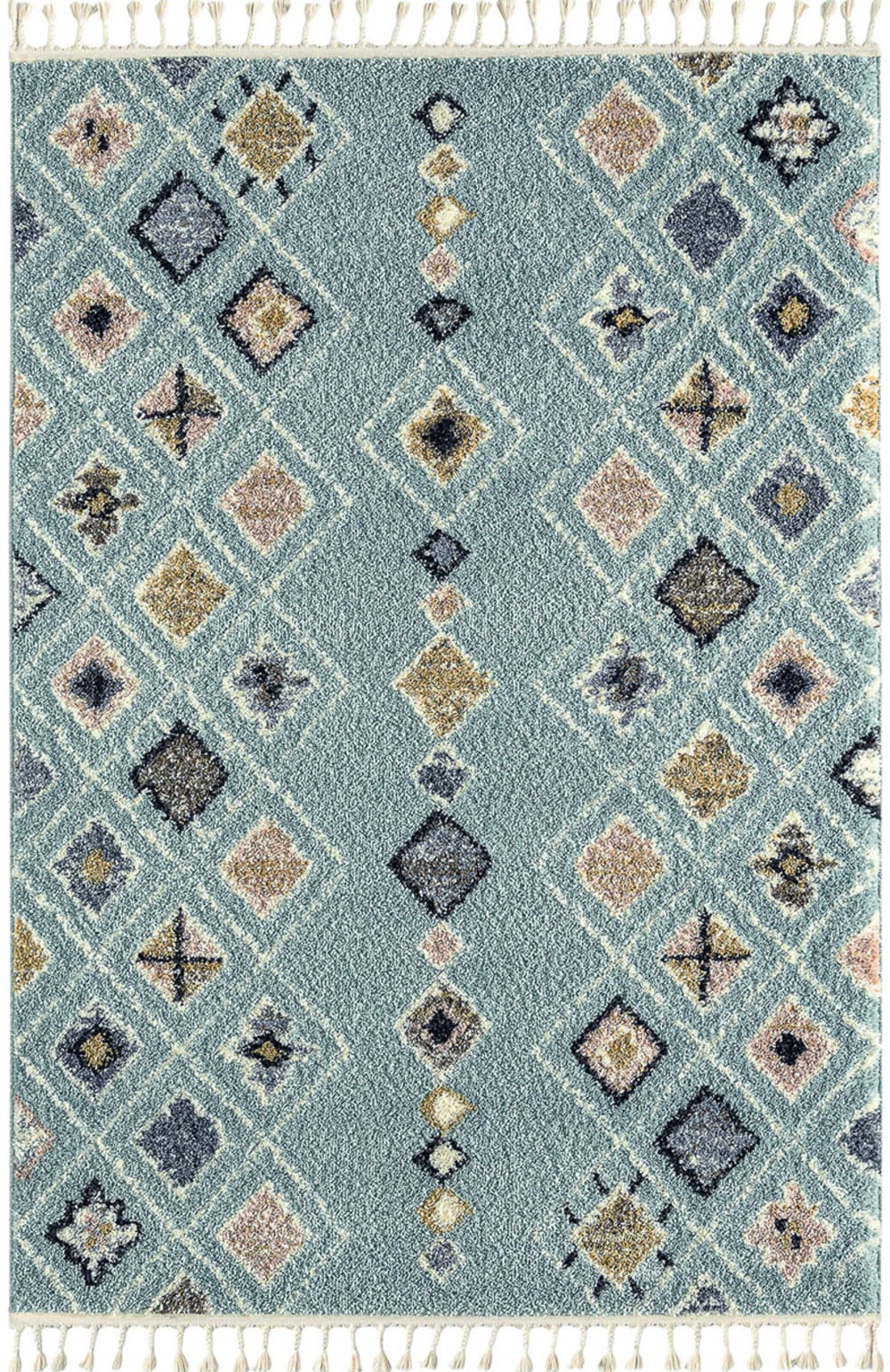 Alfombra de salon bereber turquesa 160x230 diseño étnico
