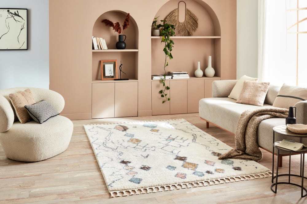 Tapis salon berbere crème 160x230 à frange — vue 3
