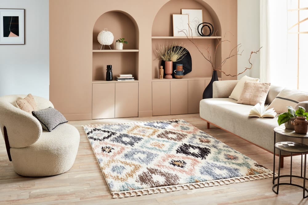 Tapis salon berbere 160x230 multicolore motif géométrique losange