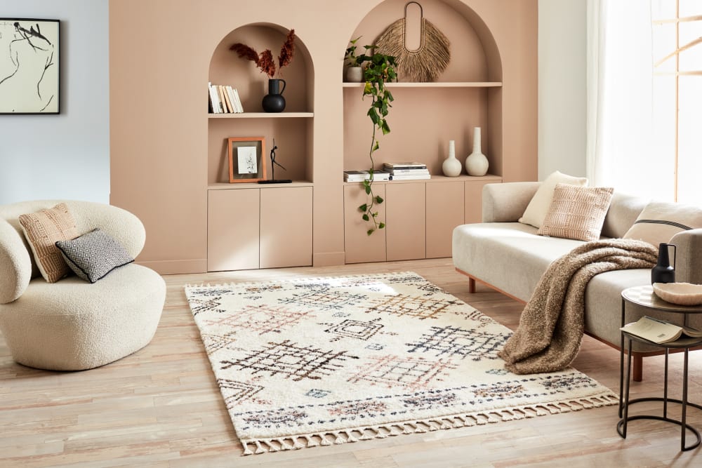 Tapis salon berbere crème 160x230 à motifs — vue 3