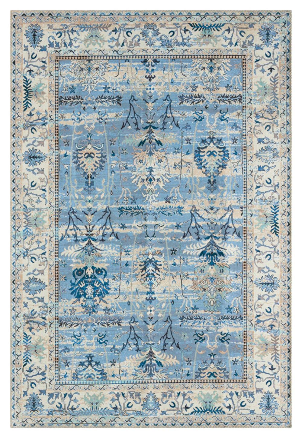 Nazar Klassischer waschbarer Wohnzimmerteppich - blau 160x230cm style vintage Öko-Tex Zertifikat - Pes - Polyester