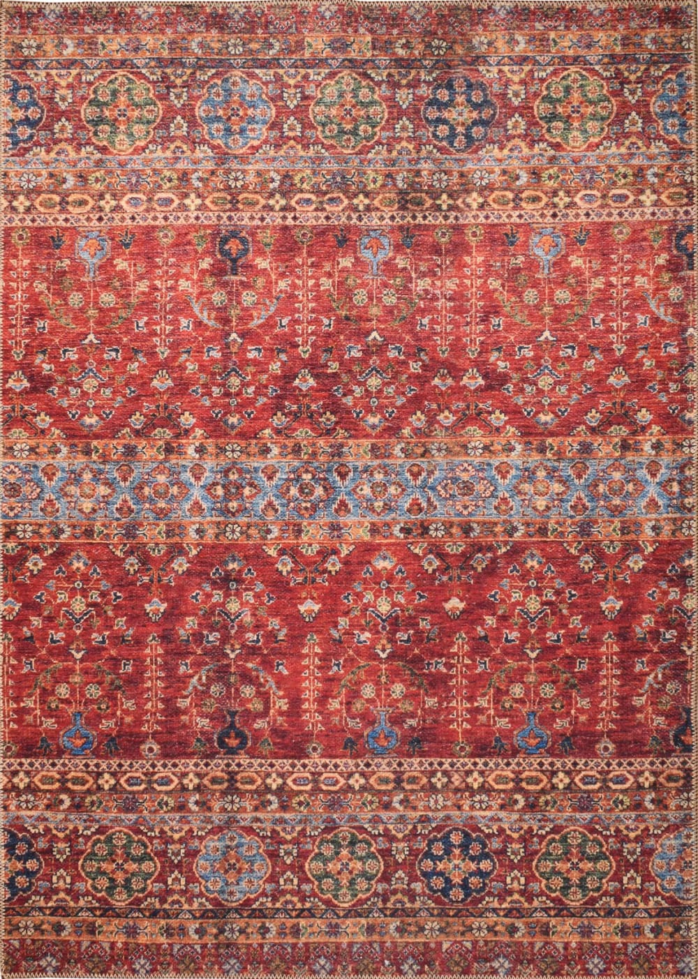 Tapis vintage lavable en machine rouge 120x170