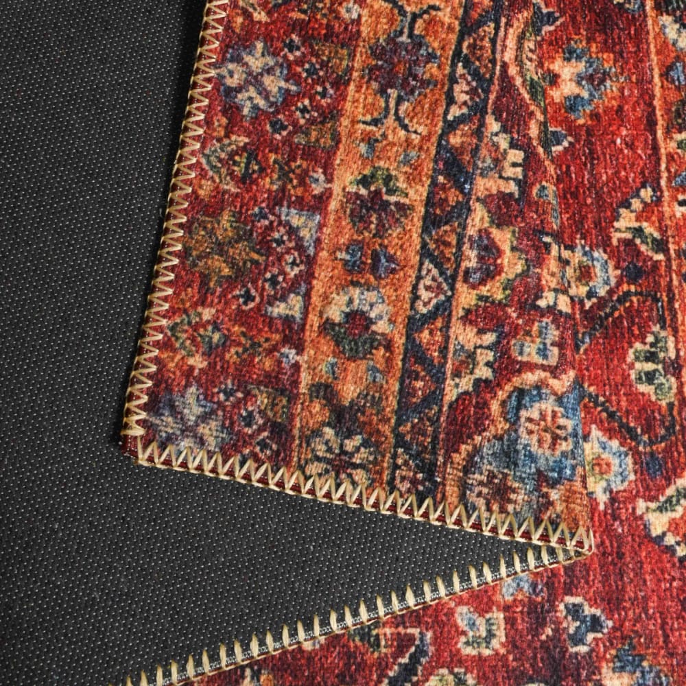 Tapis vintage lavable en machine rouge 120x170 — vue 4