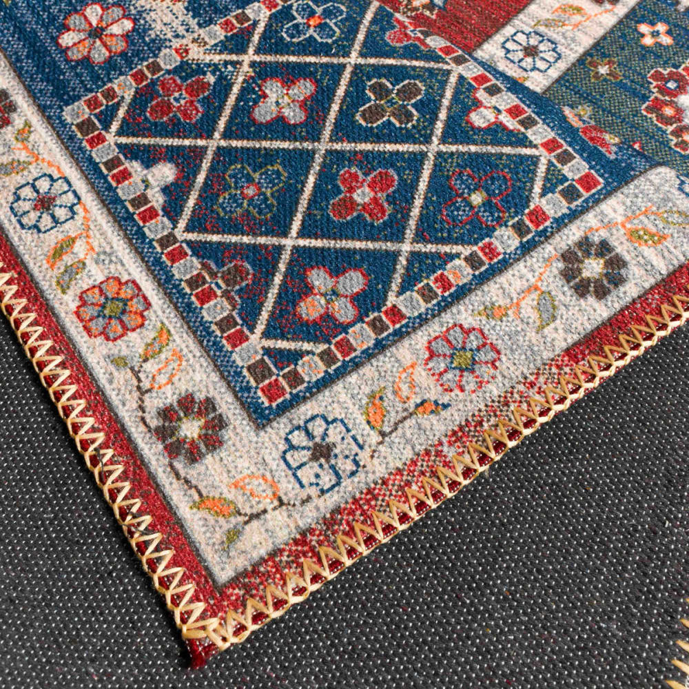 Tapis salon vintage rouge et bleu 160x230cm — vue 4