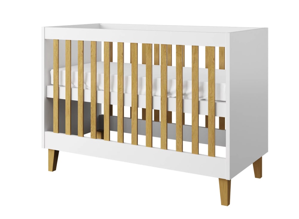 Nateo Concept Kubi Babybett mitwachsend - Perlenfarbe style modern WEISS SPANPLATTE Baby