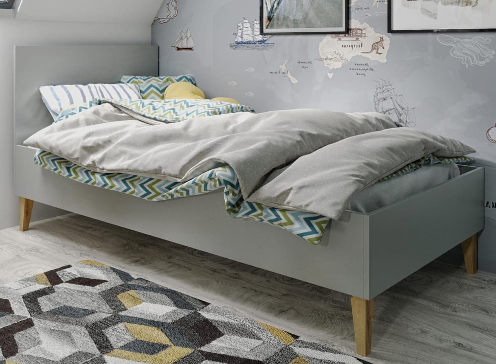 Lit enfant 80x180 Gris et Chêne (Kocot Kids) - Image 1