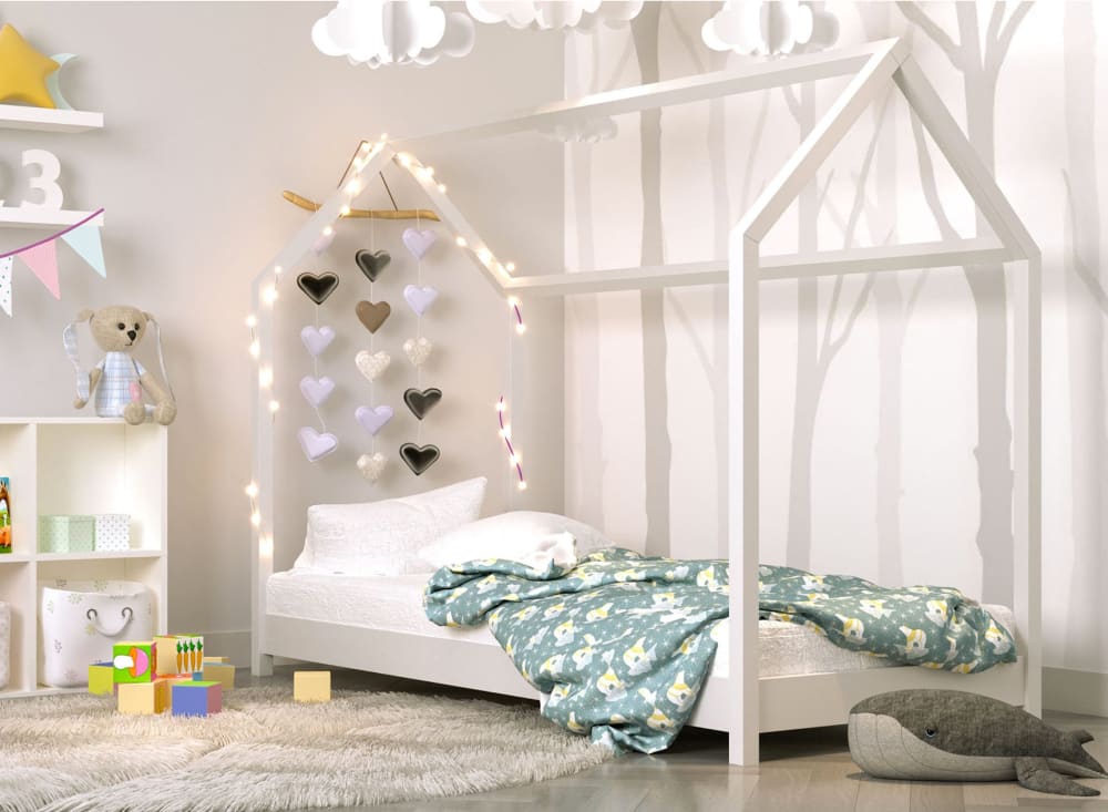 Lit cabane 90x200 en pin massif Blanc - Maisons du Monde