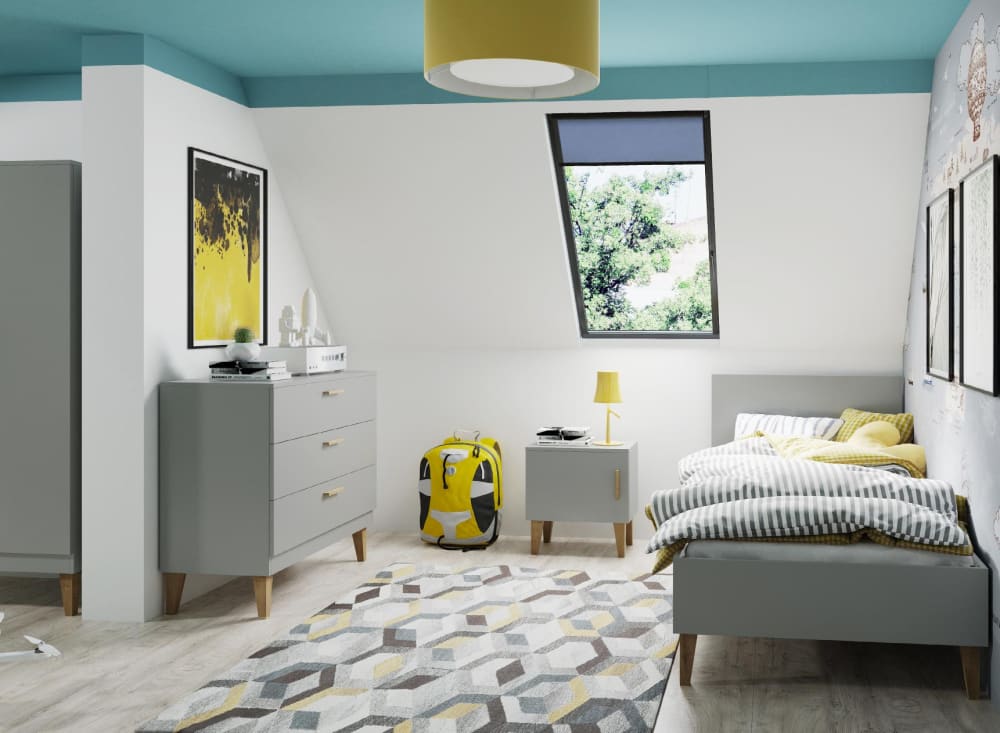 Commode 3 tiroirs Gris et Chêne (Kocot Kids) - Image 3