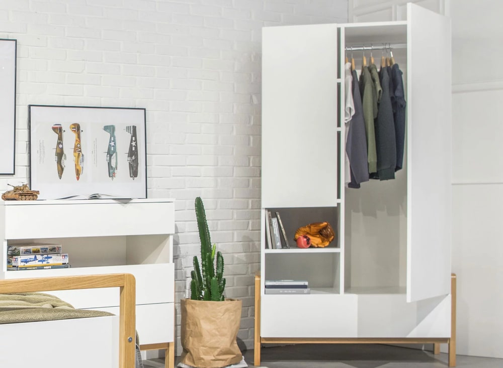 Armoire 2 portes 1 tiroir Blanc et Chêne - Maisons du Monde