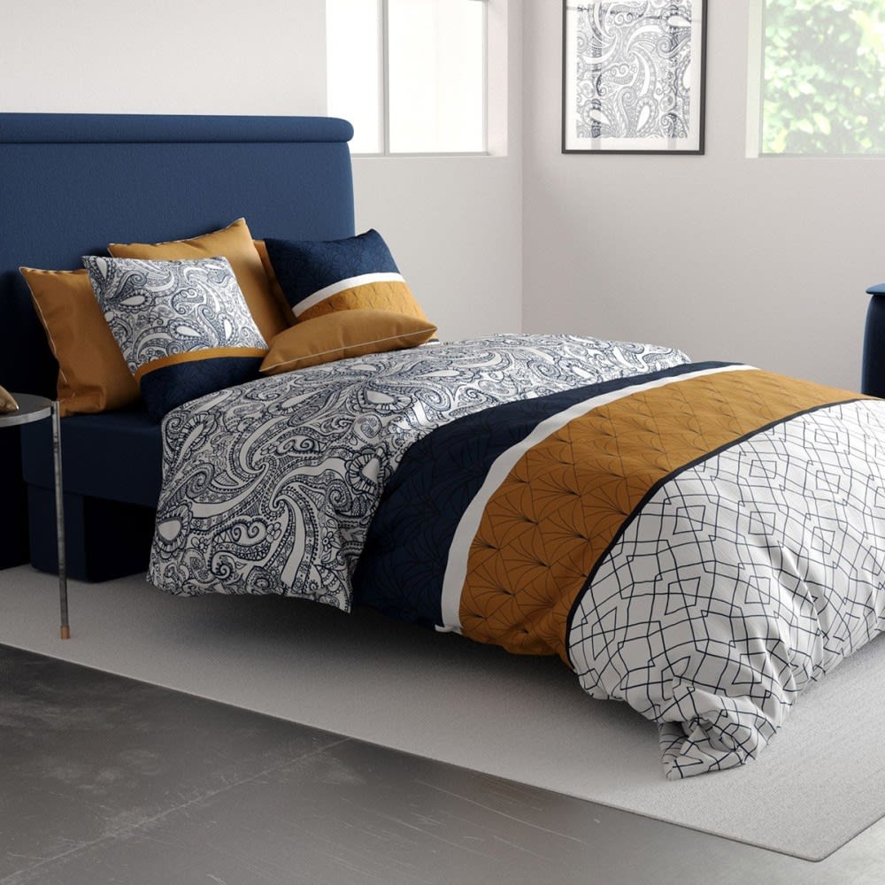 Parure de couette 100% coton 57 fils imprimée 260x240cm 2 taies