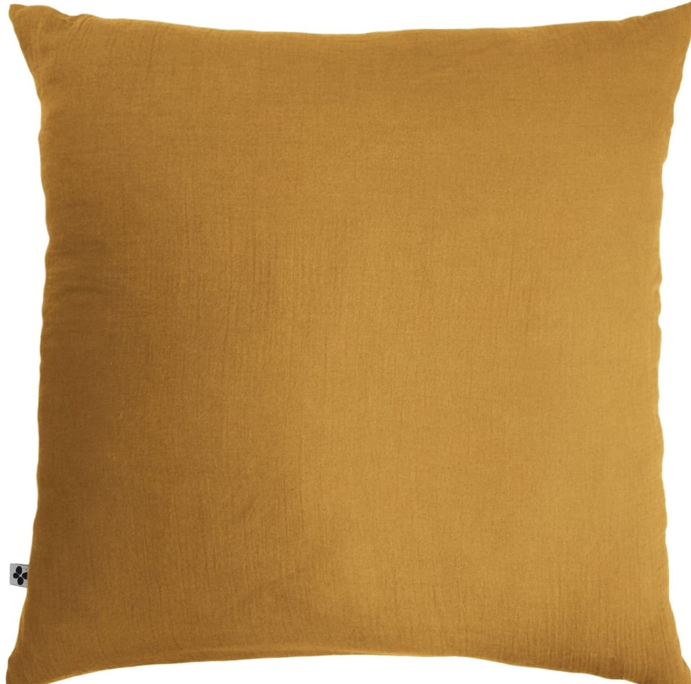 Taie d'oreiller gaze de coton safran 60x60 cm