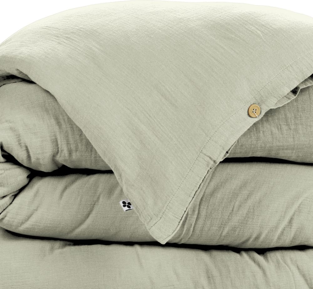 Housse de couette gaze de coton vert d'eau 260x240 cm — vue 4