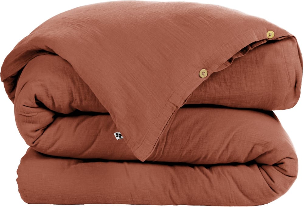 Housse de couette gaze de coton terracotta 260x240 cm — vue 4