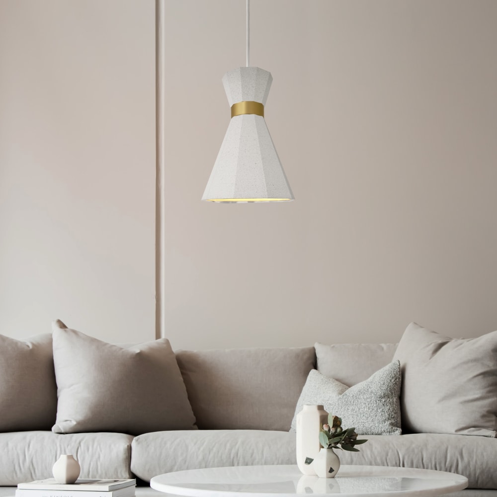 Suspension décorative en béton et métal avec bande dorée — vue 4