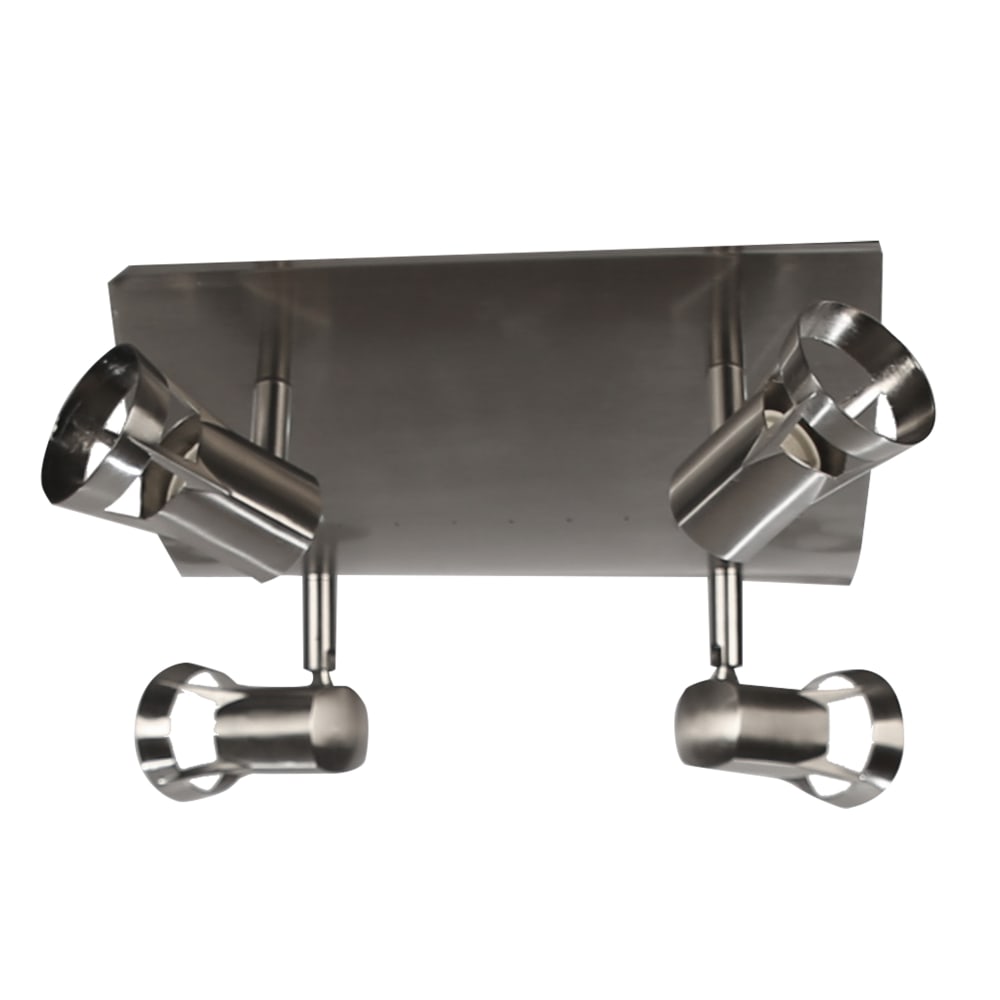 Plafonnier en métal en finition nickel avec 4 spots