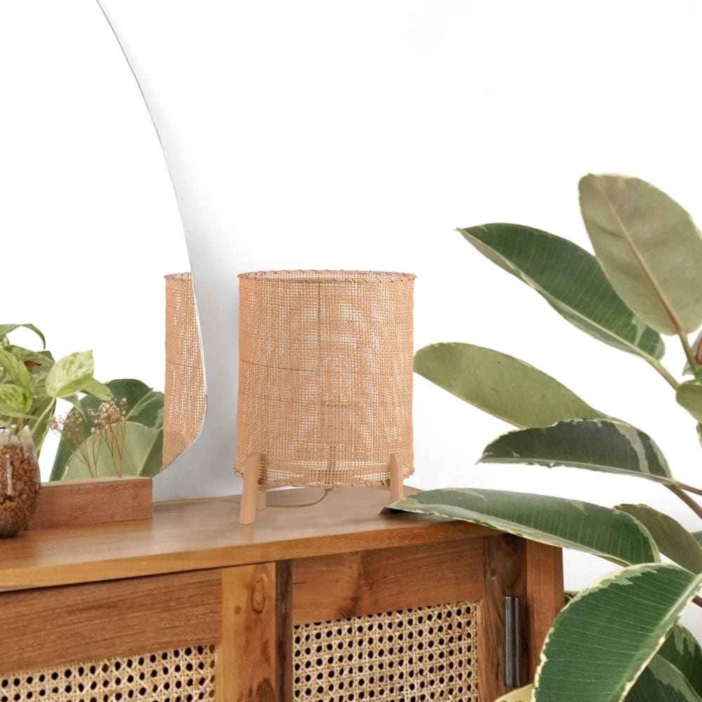 Lampe de table en rotin et bois e27 - Maisons du Monde