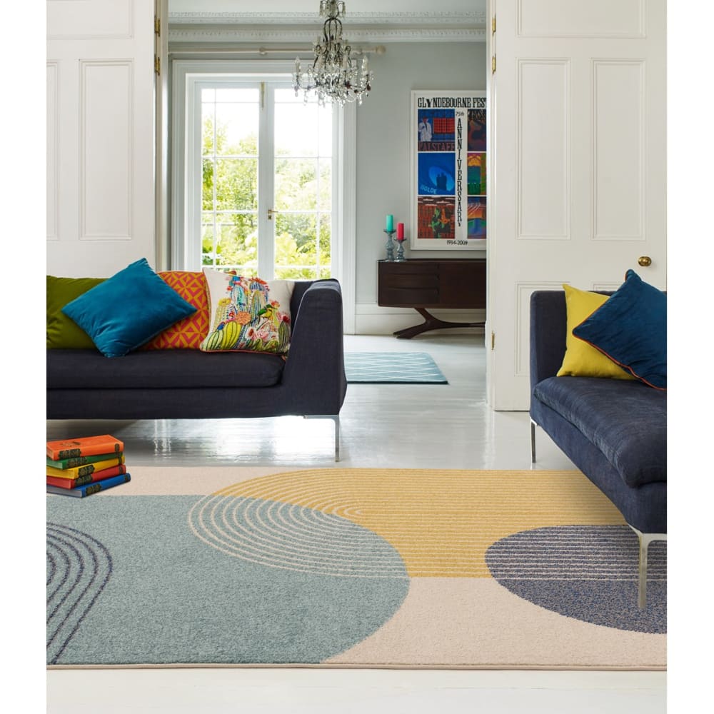 Tapis moderne tissé plat bleu 120x170 cm — vue 3