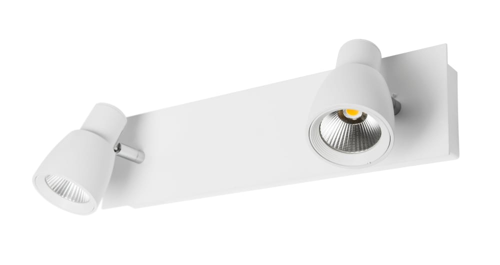 Plafonnier avec 2 spots en métal blanc