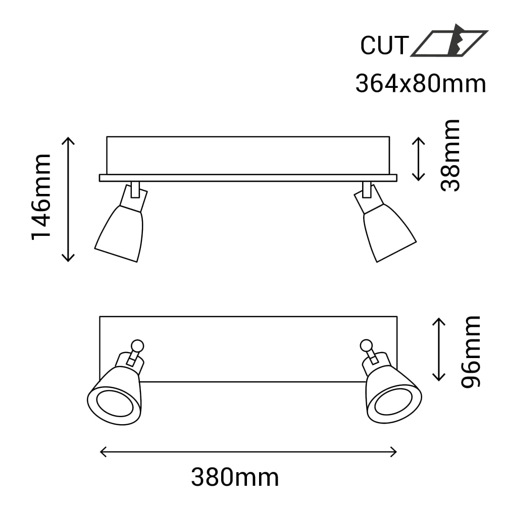 Double spot mural led orientable en aluminium finition blanc mat — vue 4