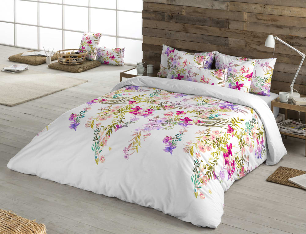 Ethere Bettbezug aus 100 % Baumwolle mit Blumenmuster, 240 x 220 cm style modern Mehrfarbig Baumwolle