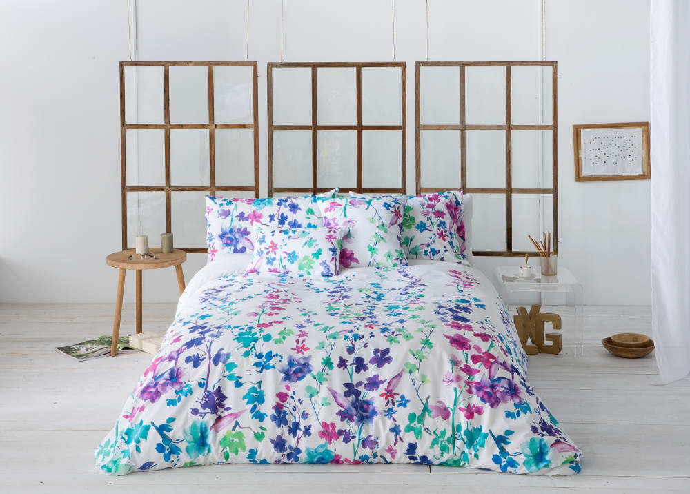 Bettbezug aus 100 % Baumwolle mit Blumenmuster, 220 x 220 cm -