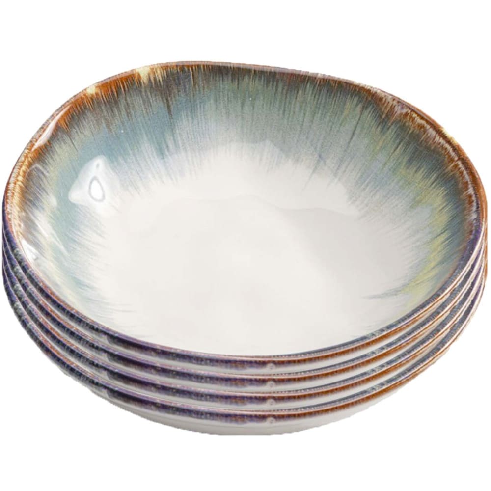 Assiette creuse en céramique blanche et bleue d20 - lot de 4 Assiette creuse en céramique blanche et bleue d20 - lot de 4