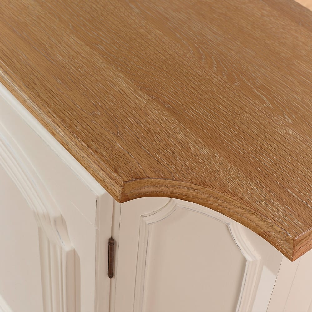 Buffet style shabby chic, plateau chêne, 2 portes blanc