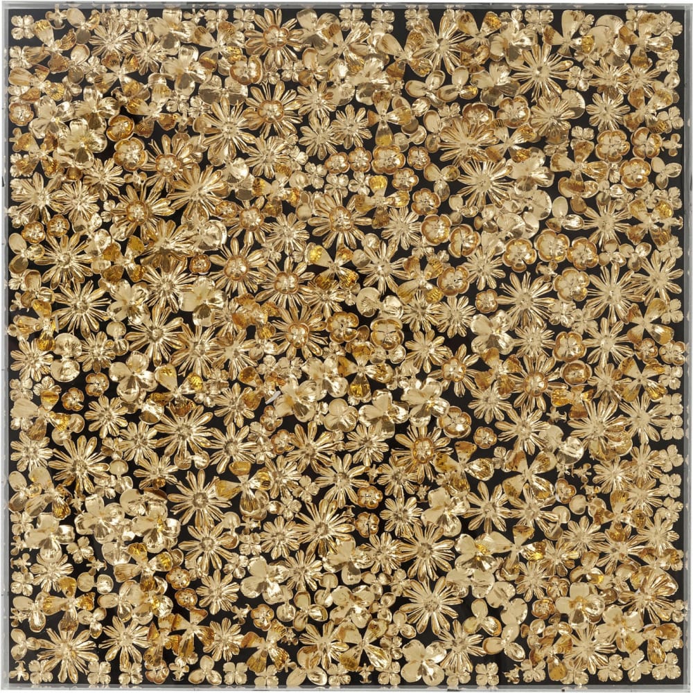 Kare Design Wandobjekt mit Blüten, gold, 120x120cm style modern - Stoff