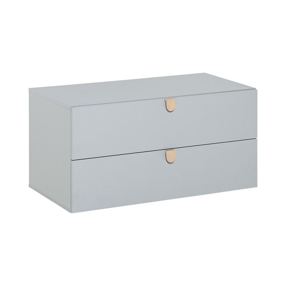 Calicosy Commode 2 tiroirs avec poignées bois - gris Gris Panneau De Particules - 94x47x49cm